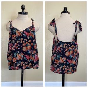 Paige Marla Tie Strap Cami in Black Multi Ambrosia Fruit Size Medium